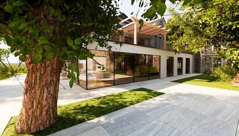 Professional landscape team at work